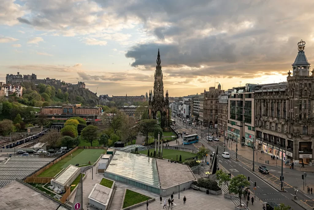 The Scott Monument in the heart of Edinburgh, capturing the city’s historic charm and growing demand for Welder / Fabrication jobs Edinburgh.